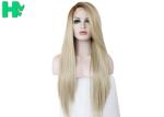 Half Hand Tied Cosplay Sexy Light Yellow Synthetic Wigs 26 Inch For Adult Makeup