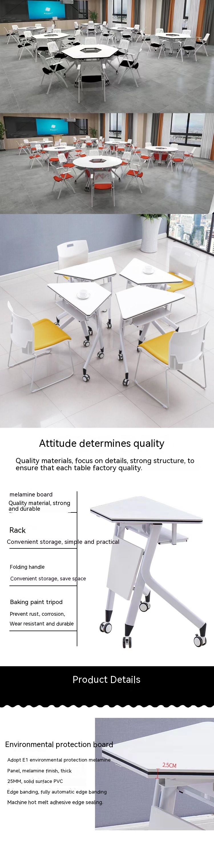 Customizable Folding Training Hexagonal Combination Table for Multifunctional Activities
