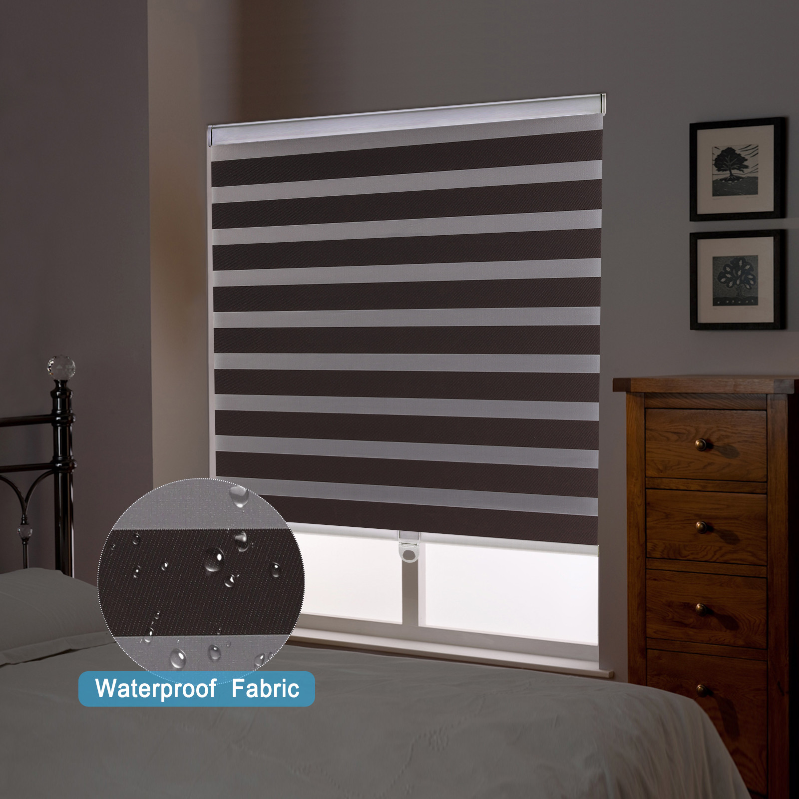 High Quality 3M Width 100% Blackout Polyester Day And Night Roll Up Blinds Fabrics For Wholesale