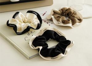 China Girls fashion hair accessories scrunchies head string French ribbon edge fat bowel ring OEM logo words letter wholesale