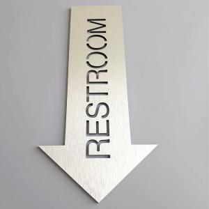 China Restaurant Custom Reflective Sign Metal Restroom With Arrow Way Finding wholesale