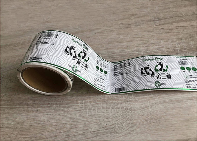 Green gold foil printed self-adhesive vinyl beverage packaging sticker label