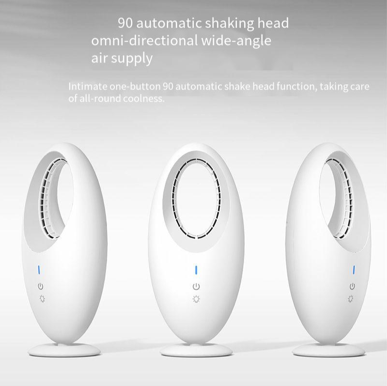 Portable Electric Desk Fan Rechargeable Mini USB Bladeless Table Fan ABS PC Tower Fan