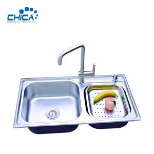 China SUS304 Stainless Steel Kitchen Sink Press Kitchen Sink Double Bowl Kitchen Sink With Faucet wholesale