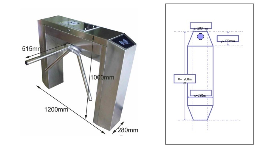 Automatic Tripod Gate RFID Card Tripod Turnstile With Software Management