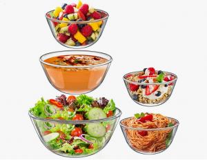 China Novolink Hi Borosilicate Glass Clear Glass Soup Bowls Transparent Mixing Set on sale