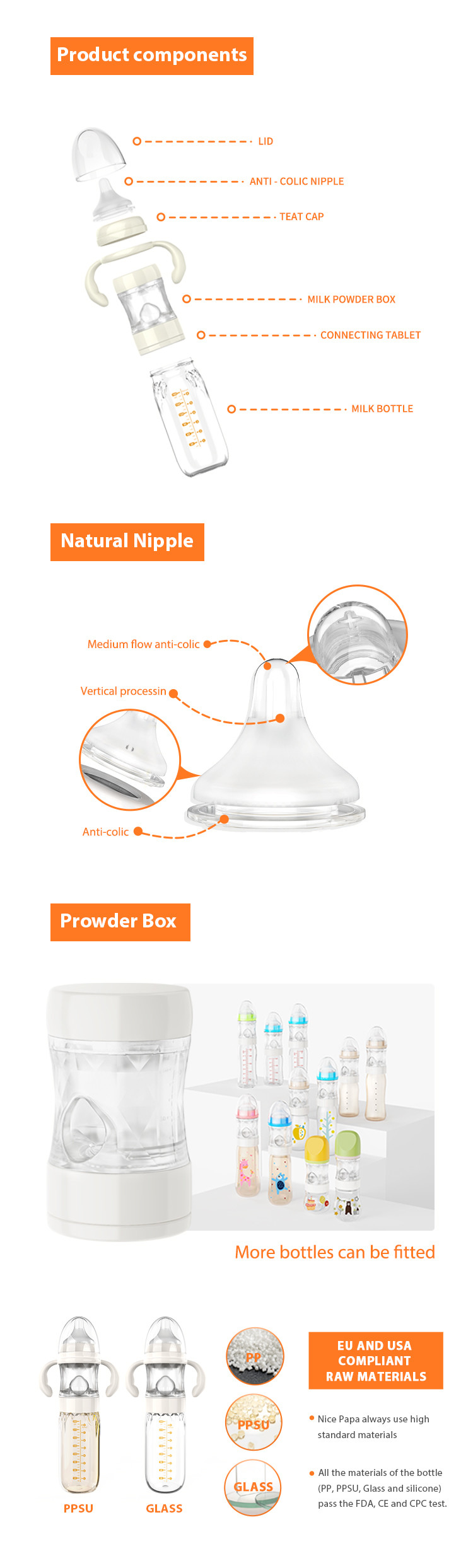 Custom Formula Dispenser Bottle Electric Convenient Multifunction Baby Bottle