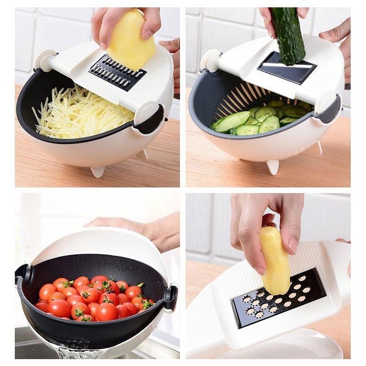 Multi Blades Plastic Vegetable Manual Slicer With Fruit Peeler White