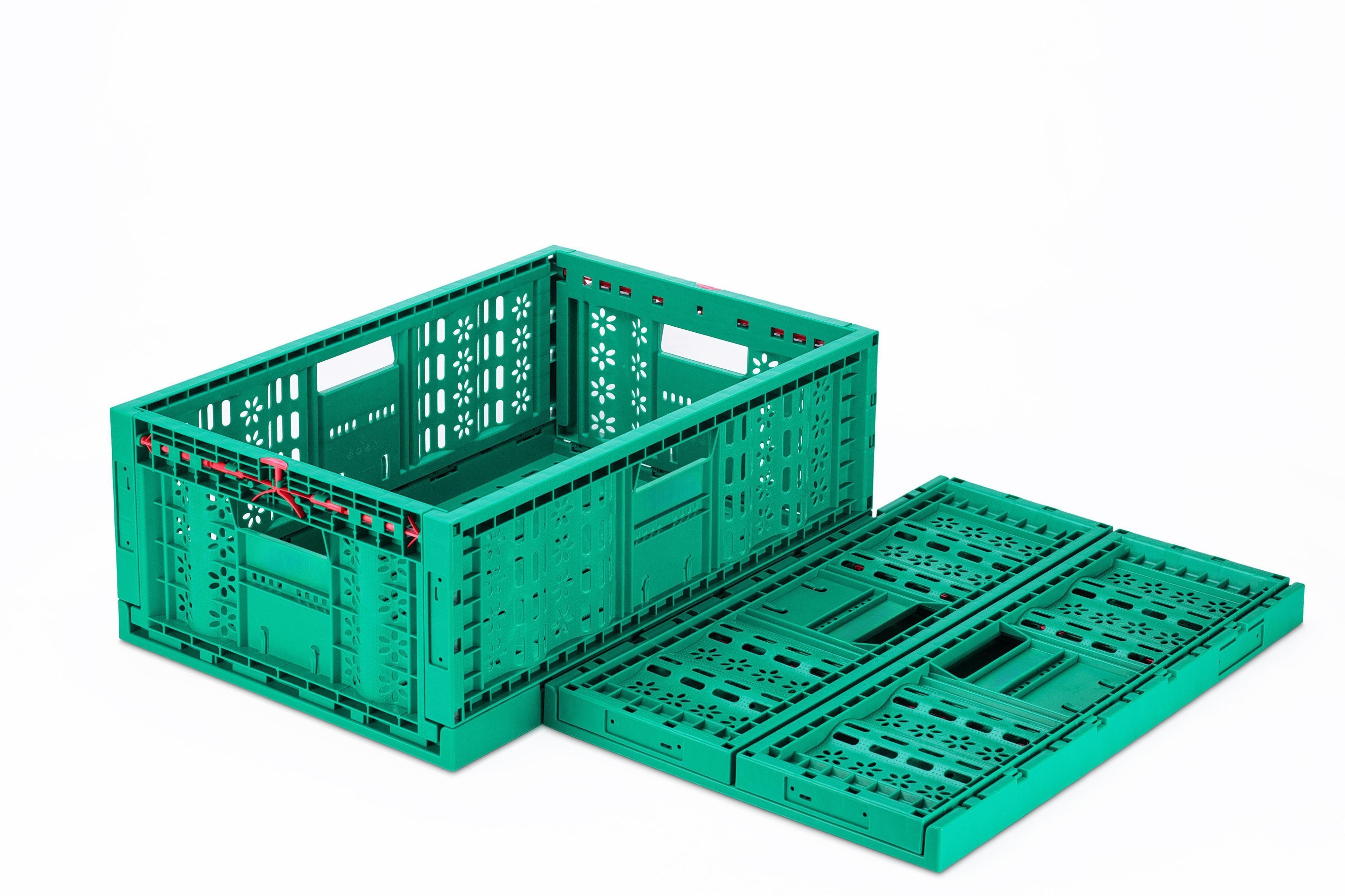 Foldable Vented Plastic Collapsible Storage Basket for Shop and Transport Convenience