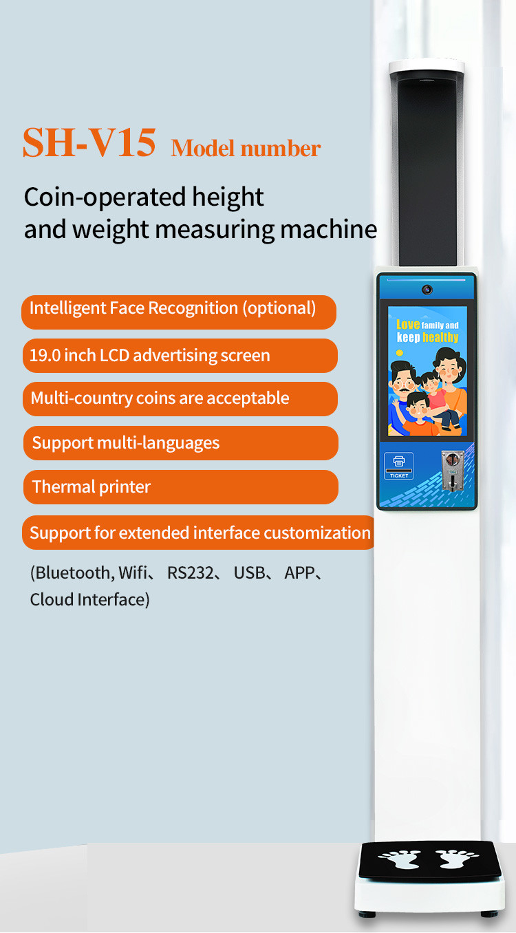 Hd Lcd Screen Display Size Ultrasonic Height And Weight Machine