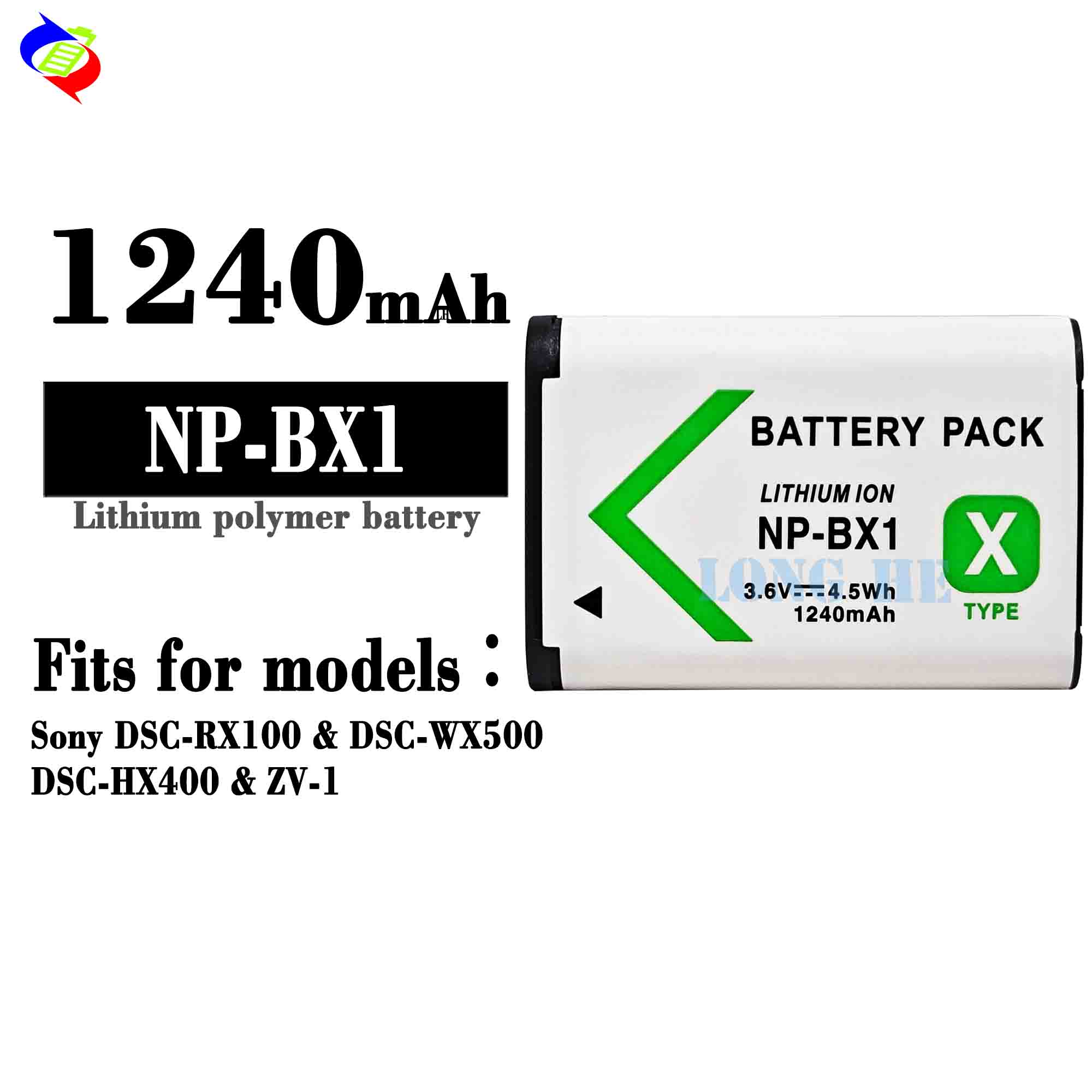 1240mAh 4.5V Rechargeable Battery for Sony DSC-RX100 DSC-WX500 DSC-HX400 ZV-1 Camera