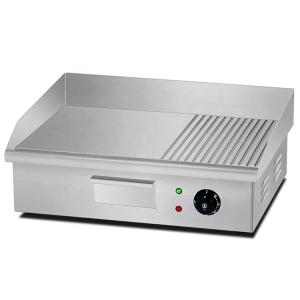 China Hotel Kitchen Equipment Half Flat Half Pit Electric Griddle Silver Steel Countertop wholesale