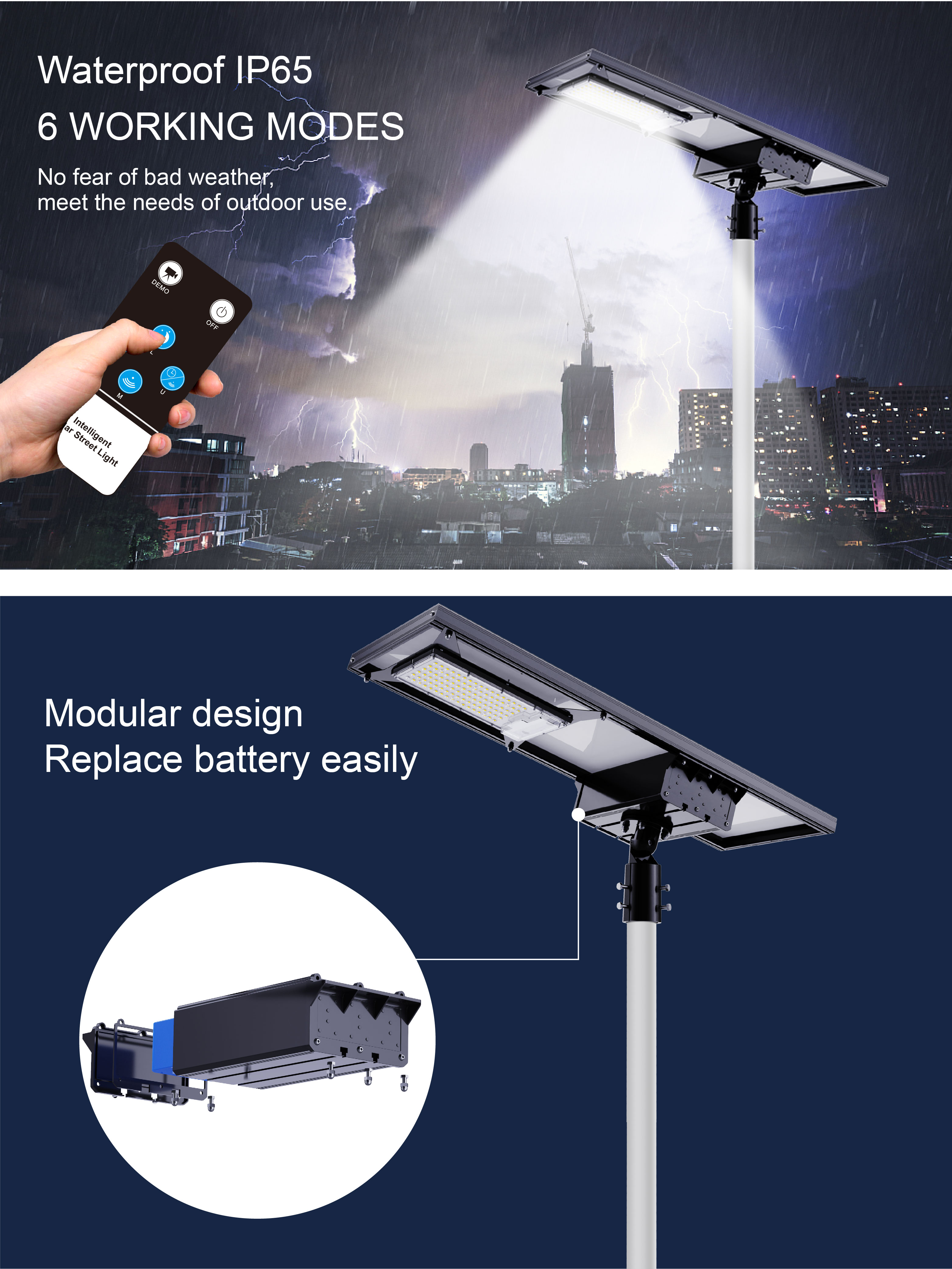 Outdoor Solar Street Lamp , Solar Light 60w Ip65 With LiFePO4 Battery