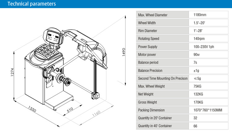 Economical Tyre Dynamic Balance Instrument Car Wheel Balancing Machine