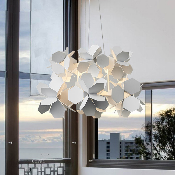 Modern White Black Simple Chandeliers Dining Room Living Room Geometric Cumulus Chandelier(WH-MI-346)
