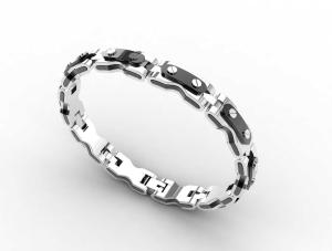China Top Quality Europe Fashion Stainless Steel Genuine Leather Silicone Bangle Bracelet ADB195 wholesale
