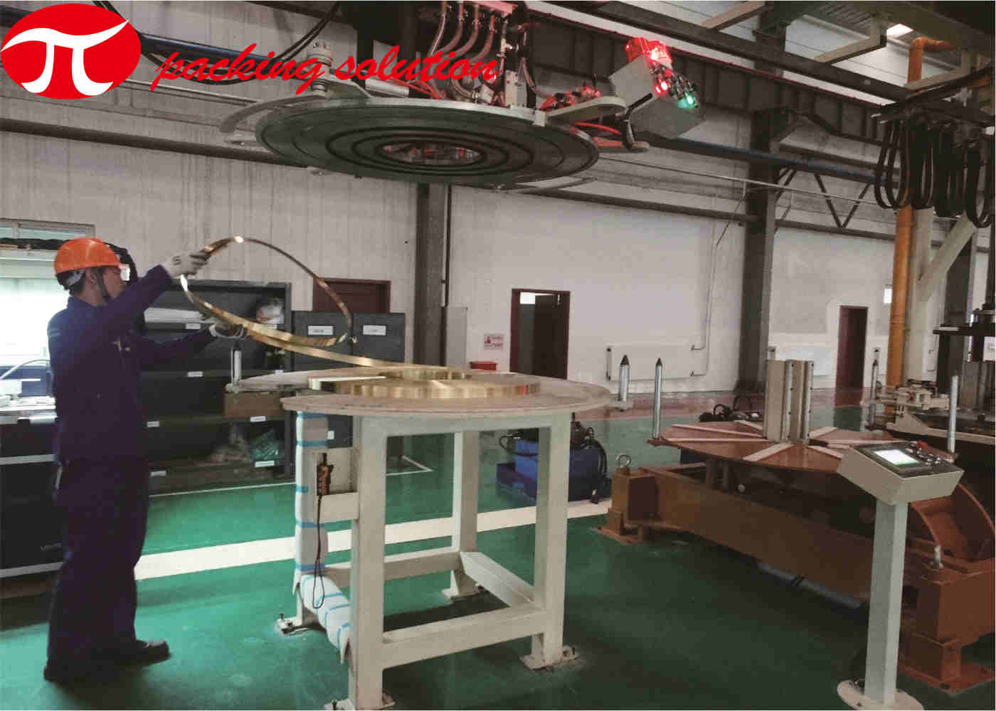 Copper Coil Packaging Line Equipment 200KG With Circumferential Labeling And Palletizing System