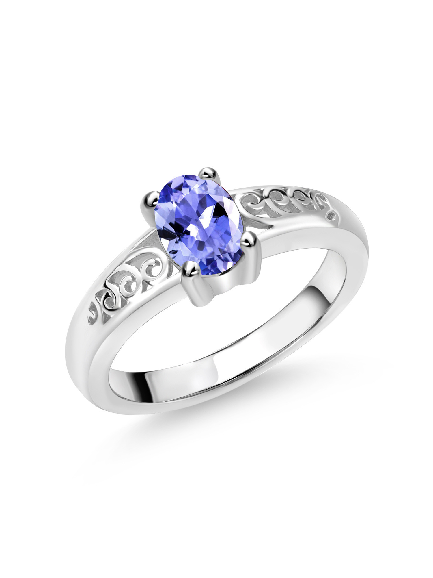 Natural 2 ct Cushion Cut Tanzanite Cocktail Ring in Sterling Silver Engagement Ring In 18K White Gold