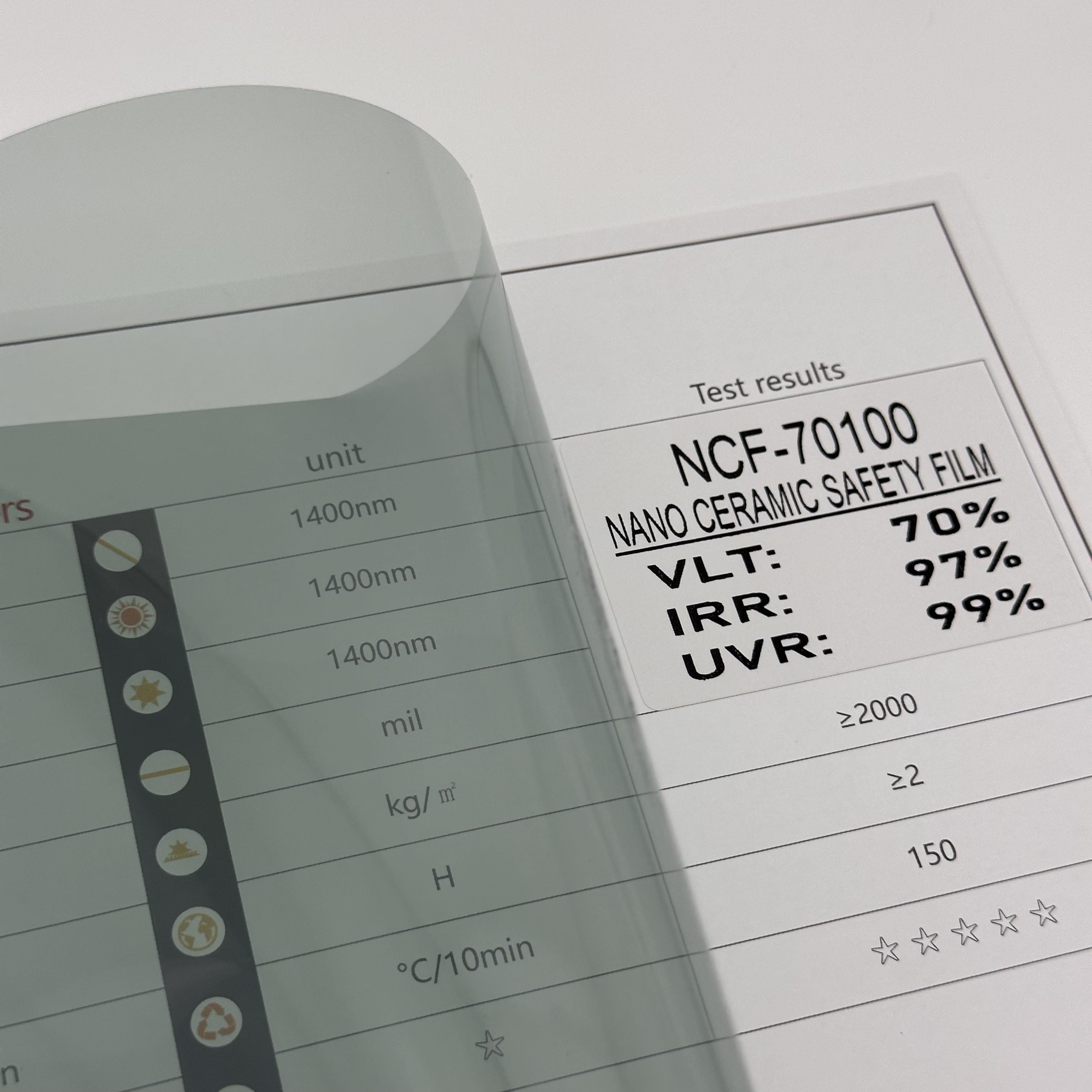 Long Lasting Car Window Insulation Film NCF-70100 Stylish Nano Ceramic Tint Roll
