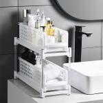 Double Tiers Plastic Pantry Shelves PP Shelf Plastic Kitchen Rack