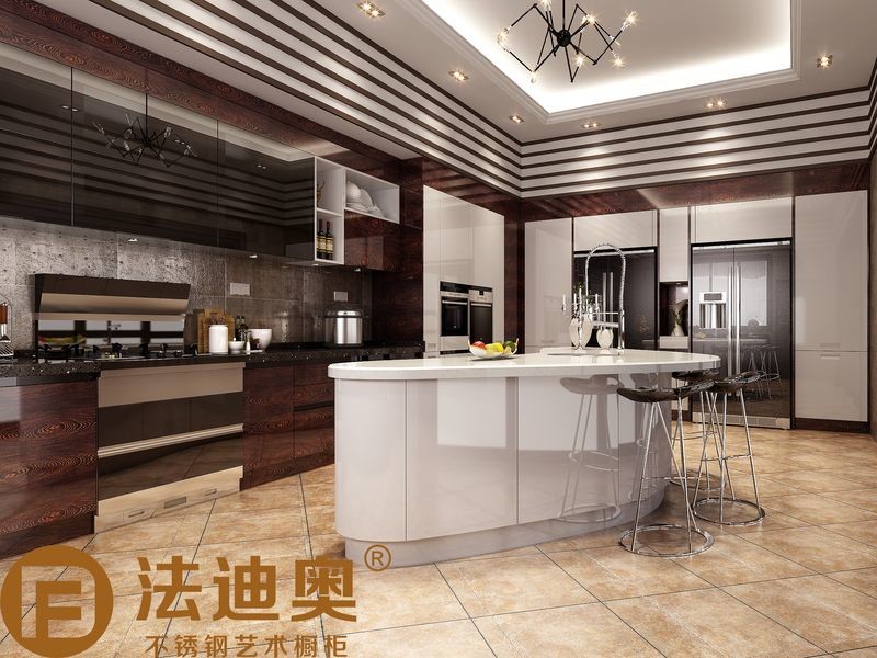 Fadior Modern Kitchen Cabinet Dark Wood Elegance With A Butterfly Island Design