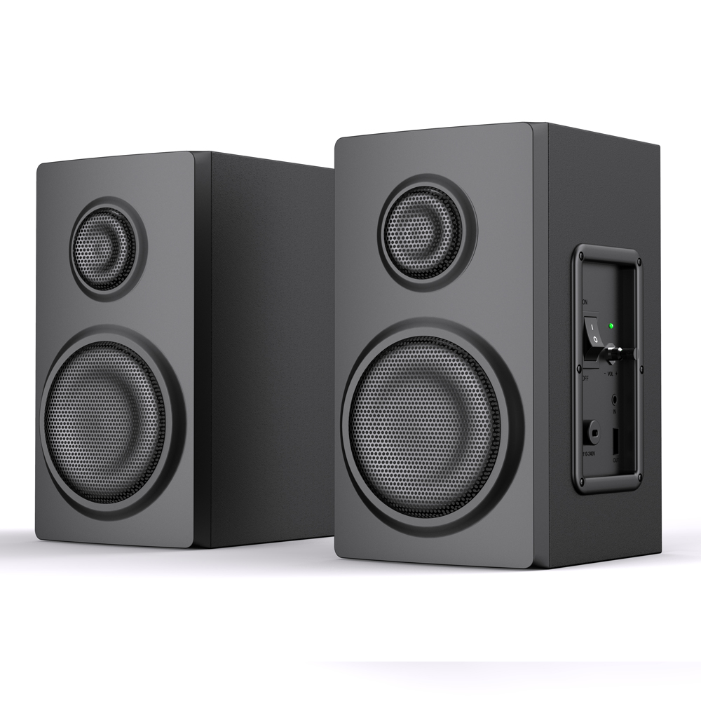 AC Powered Bookshelf Speaker Dual Audio Input Wired Home Bluetooth Speaker for Active Mini