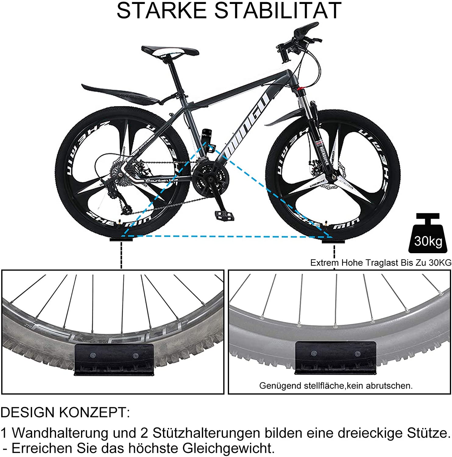 Standard Bicycle Wall Mount Bike Rack Bracket with Pedal Support Function