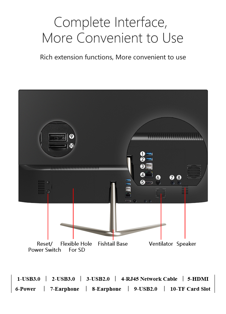 21.5 Inch Memory 4g 8g 16g Desktop AIO Computer Frameless With Office Barebone