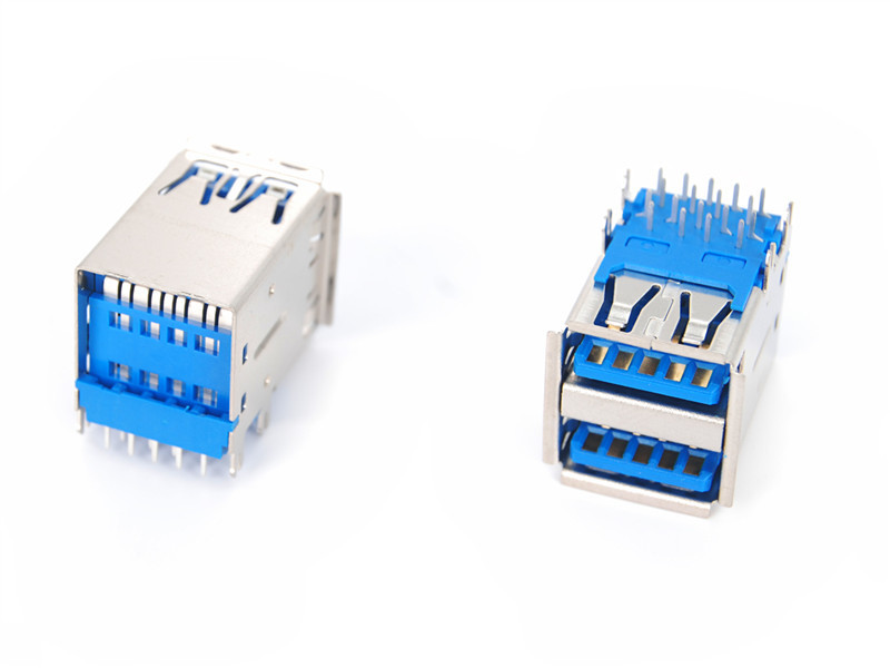 Stacked USB3.0 A Type Receptacle (Standard)，HULYN