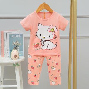 China Versatile Design Children'S Summer Pajamas / Pink Cat Pyjamas Breathable wholesale