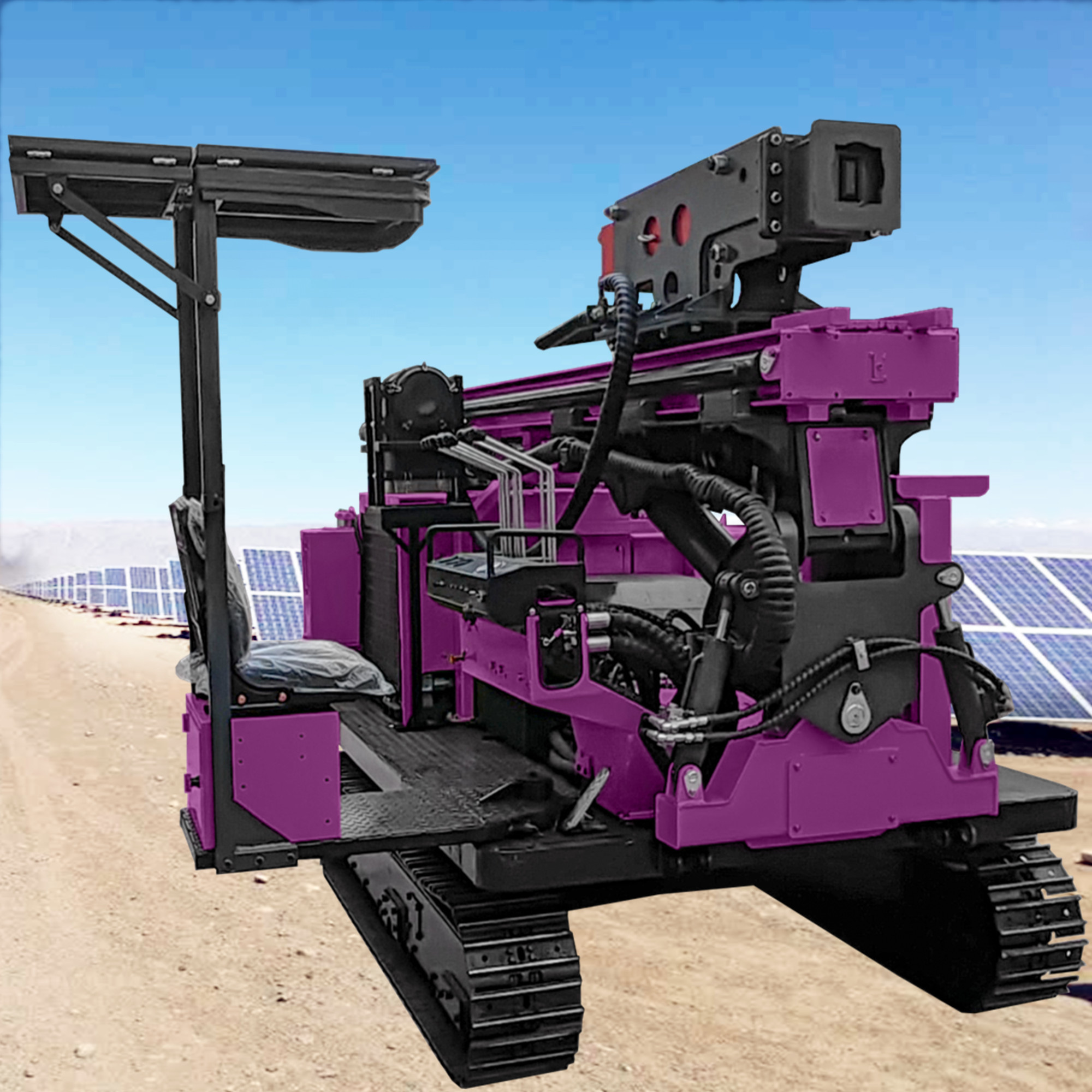 Ground Screw Pile Driver Machine Power 70KW Solar Pile Driving Equipment Portable Rotary Pile Driver