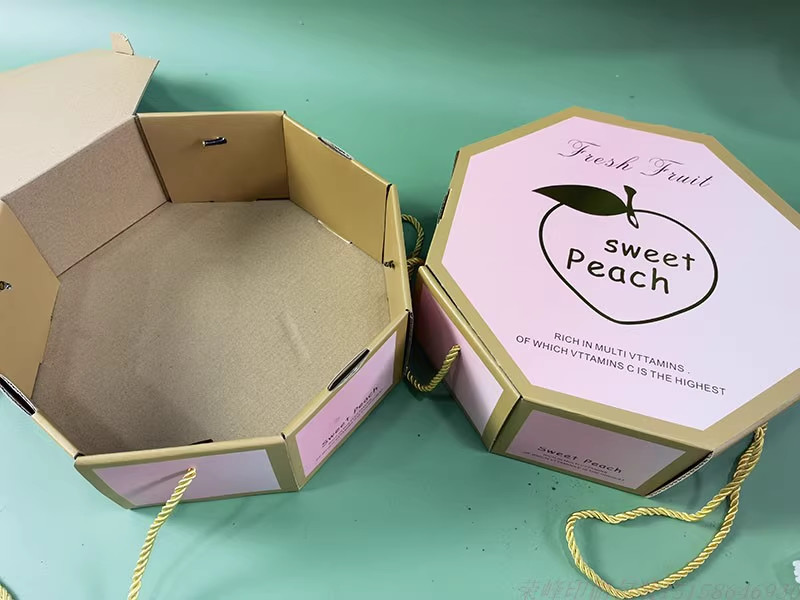 Peach Cardboard Fruit Tray Gift Pack Foldable With Foam Cardboard Insert