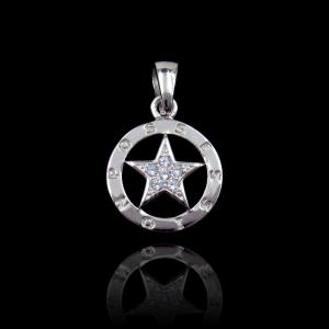 China Star Style Silver Cubic Zirconia Pendant For Anniversary , Engagement wholesale