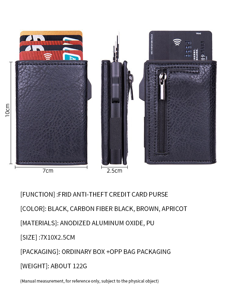 Customized RFID Blocking PU Leather Aluminum Metal Wallet with Logo and Color Options