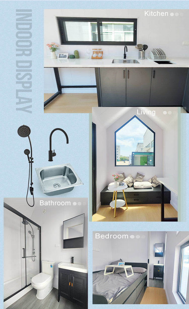 USA / NZ / AU Standard New Fancy Modular Home Tiny House On Trailer With Ligth Steel Frame