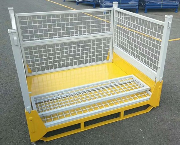 Collapsible Rigid Wire Container with Dual Drop Gate Stackable 3 High 
