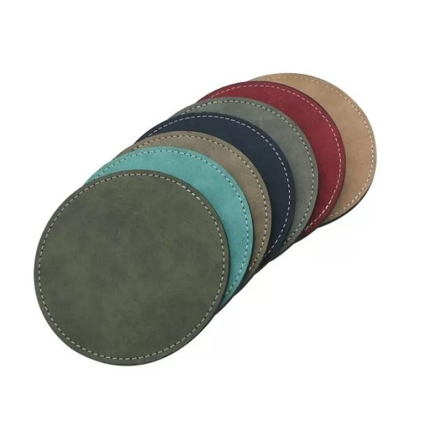 Custom Print Logo Sublimation Blanks Coasters Round Square Colorful PU Leather Sublimation Coaster
