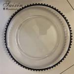 Plastic Gold Beaded Acrylic Charger Plate Wedding Table Decoration Clear