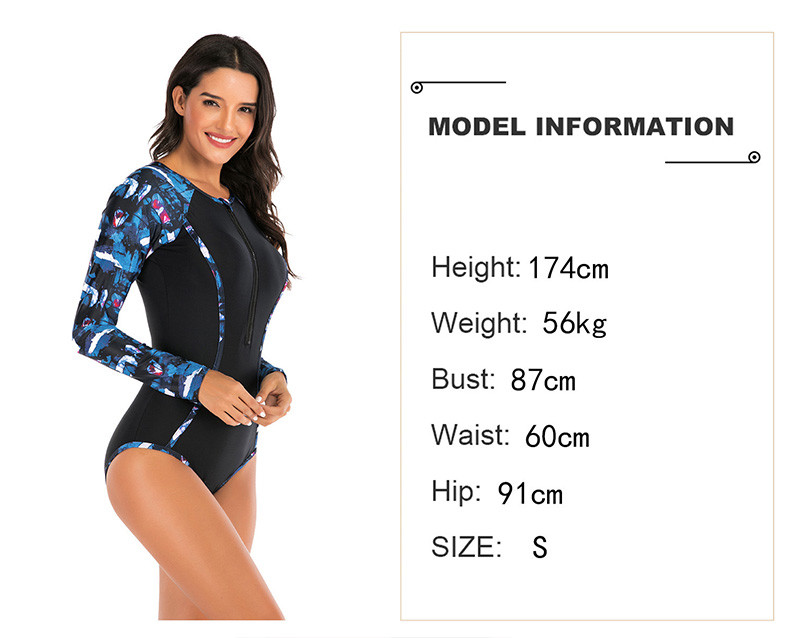 Waterproof Long Sleeve 1 Piece Swimsuit Moisture Wicking Sexy Women Bathing Suits