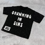 Custom Streetwear Rhinestone Cropped T Shirt Distressed Embroidery Patched For