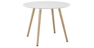 China White Kitchen Round Dinning Room Tables Heat Transferred Wood Grain Film wholesale