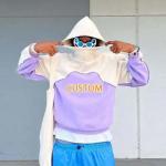 Puff Print Men'S Two Tone Hoodie High Weight Warm Fleece Pullover Hoodie Drop