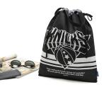 Eco Gift Sport Gym Black Custom Logo Nylon Drawstring Bag