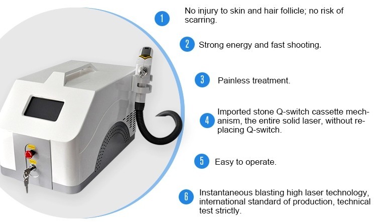 Q Switched ND Yag Laser Machine 1064nm 532nm For Removal Eye Wrinkles