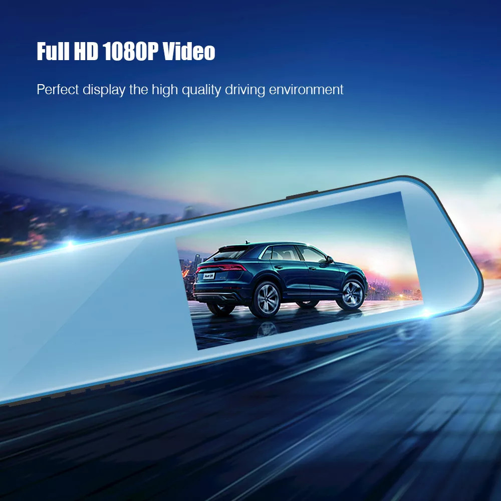 60HZ Blackbox Rear Mirror Dash Cam Car Camera Driving Video Recorder 1080P