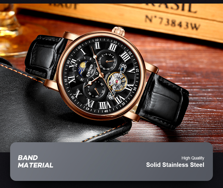 KINYUED mans watches custom logo wholesale luxury luminous hands automatic tourbillon watch mechanical
