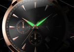 316L Stainless Steel Chronograph Watch Quartz Movt Black Leather Strap