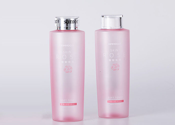 Pink 500ml Custom Cosmetic Bottles With Screw Cap Silk Screen Printing