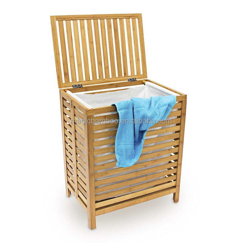 Foldable Bamboo Bathroom Rattan Storage Laundry Hamper Clothes Basket