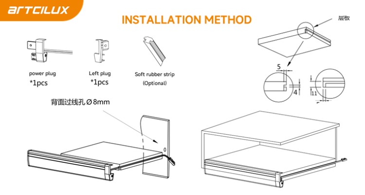 Modern Recessed Indoor LED Strip Lighting In Aluminum Alloy Profile